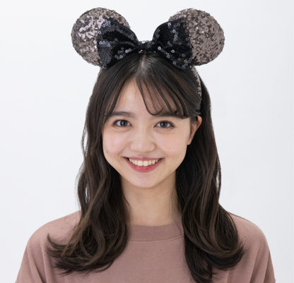 Japan Tokyo Disney Resort Store Ears HeadBand Hat Minnie sequins Black