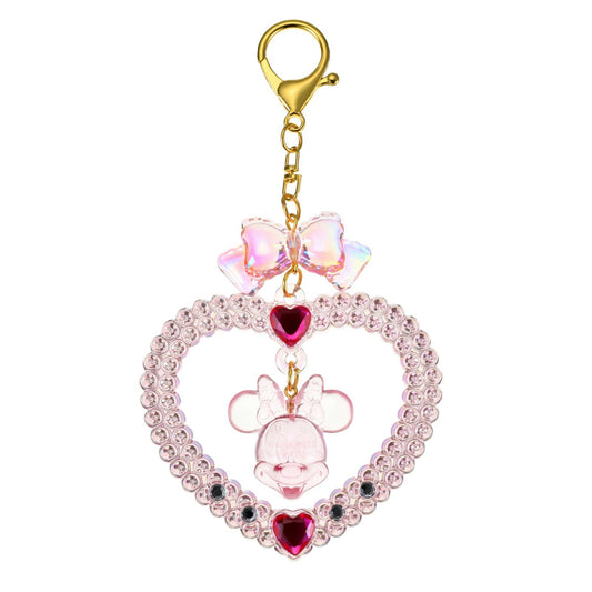 Japan Tokyo Disney Store Minnie Mouse Keychain Heart Glitter Lovely Fes
