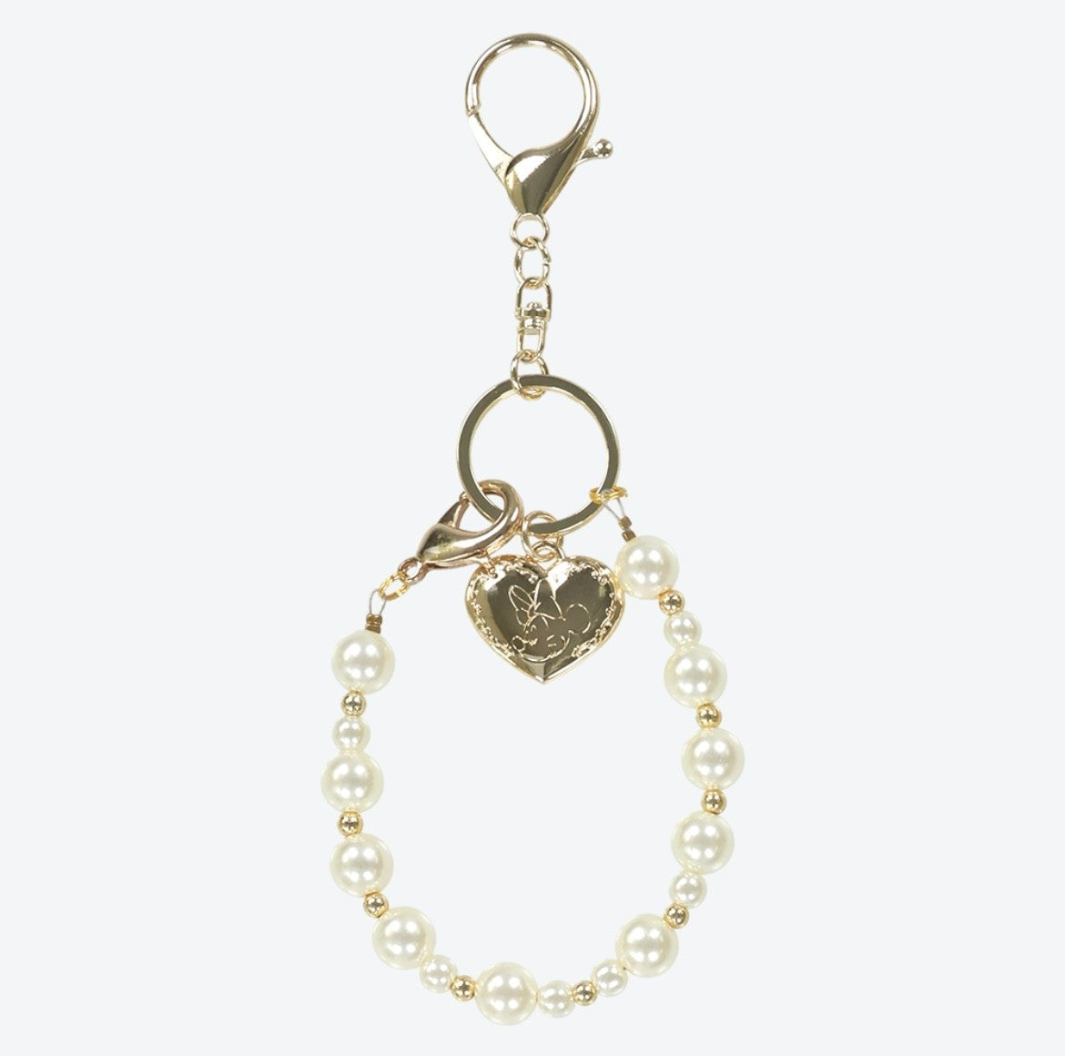 Japan Tokyo Disney Resort Minnie Mouse Ears Holder Keychain Heart Pearl 2025