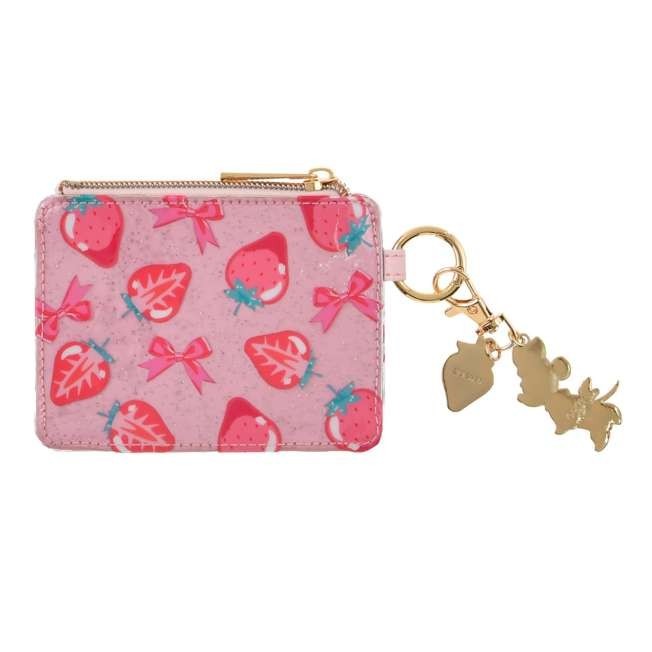 Japan Tokyo Disney Store Minnie Mouse Pass Case with Charm GLOSSY FRUITS