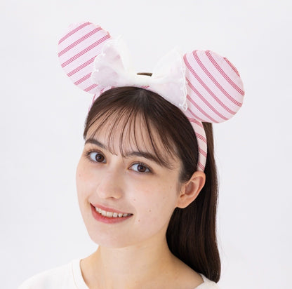 Japan Tokyo Disney Resort Minnie Mouse Ears Headband Free Size Pink Ribbon 2026