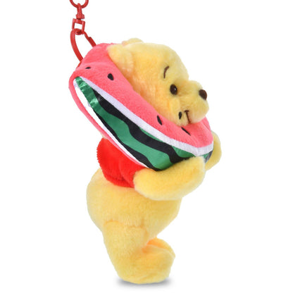 Japan Tokyo Disney Store Winnie the Pooh Plush Toy Keychain "I Love Watermelon"