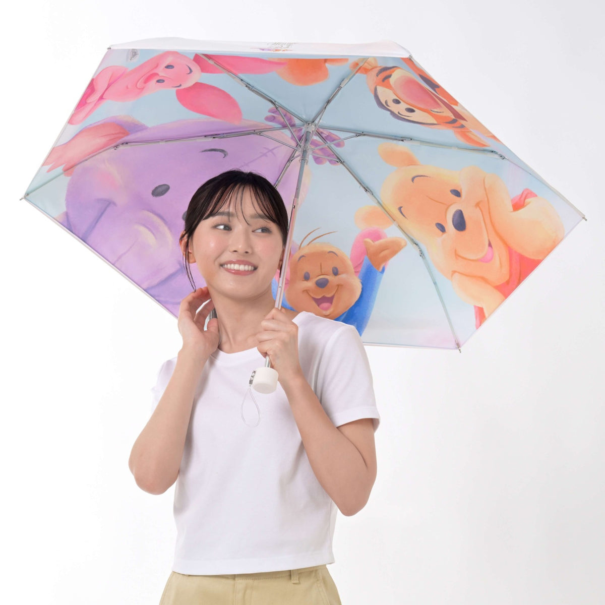 Japan Tokyo Disney Store Pooh Foldable Umbrella Sun Rain with Pouch Roo & Lumpy