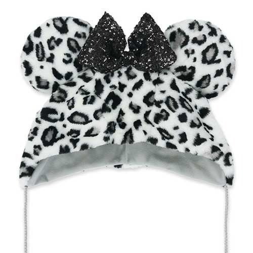 Japan Tokyo Disney Resort Minnie Fan Cap Fluffy Leopard print White