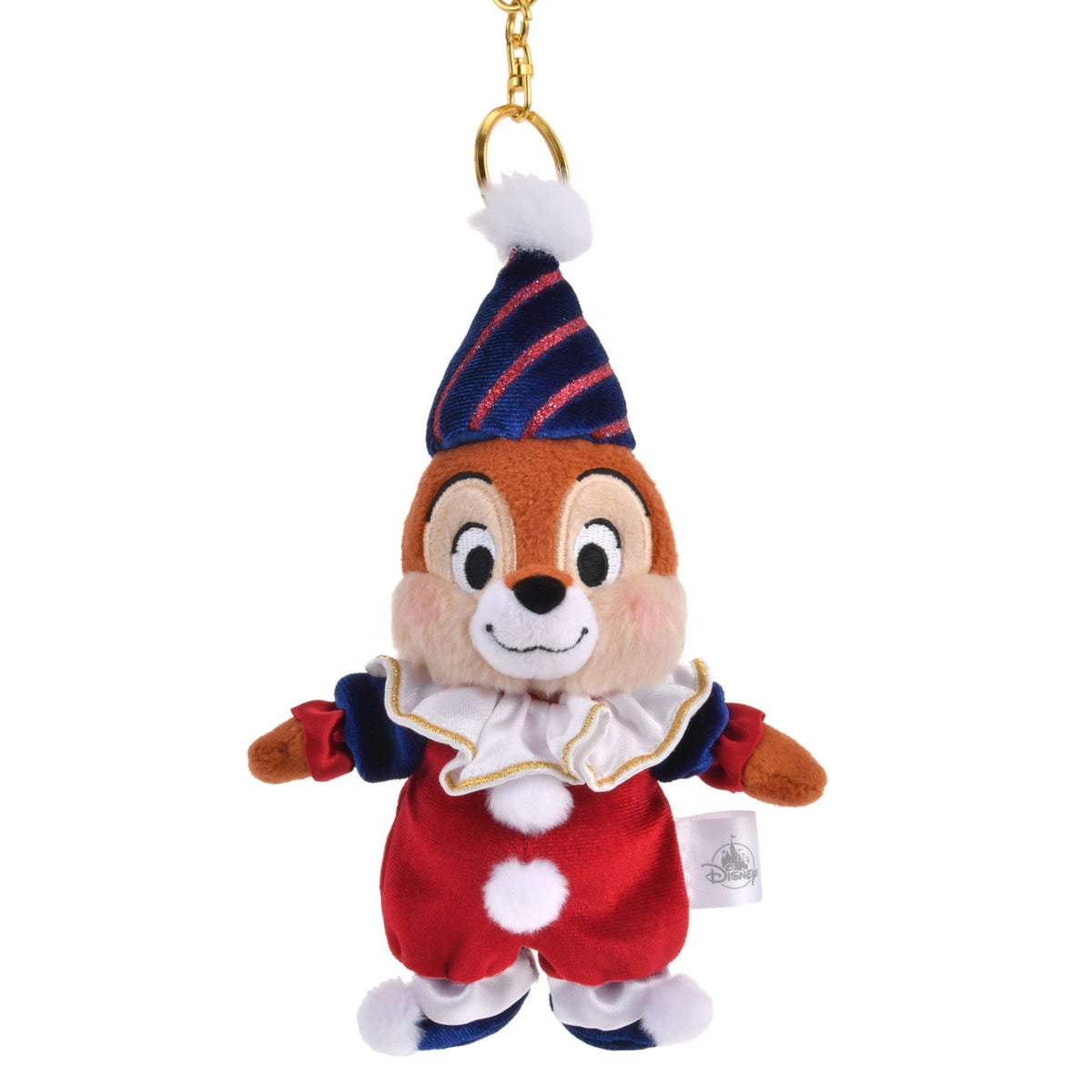 Japan Tokyo Disney Store Chip Plush Toy Keychain Pierrot Costume Chip & Dale