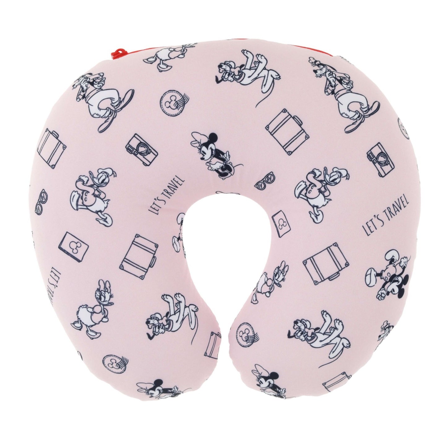 Japan Tokyo Disney Store Mickey & Friends 2-Way Neck Pillow Ribbon Let's Travel