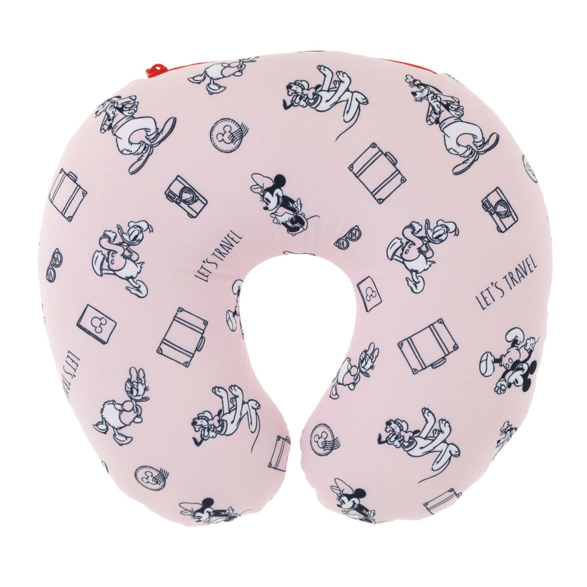 Japan Tokyo Disney Store Mickey & Friends 2-Way Neck Pillow Ribbon Let's Travel