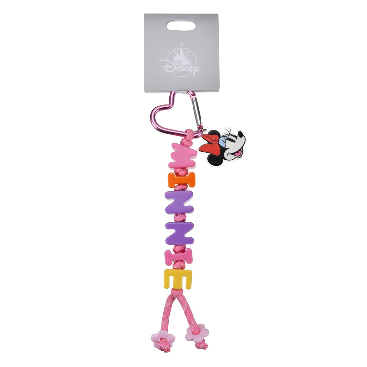 Japan Tokyo Disney Store Minnie Mouse Keychain with Name Beads Fes