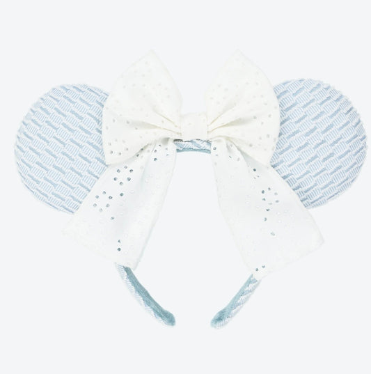Japan Tokyo Disney Resort Ears HeadBand Hat Blue  Minnie Mouse lace