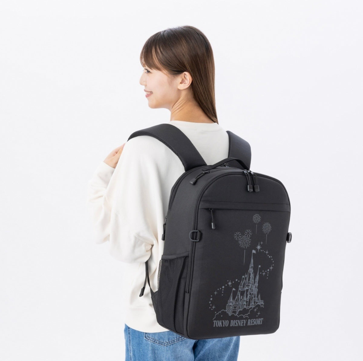 Japan Tokyo Disney Resort Cinderella Castle Backpack Black Travel Large Capacity