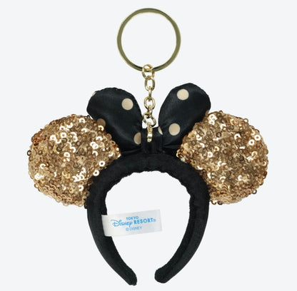 Japan Tokyo Disney Resort Minnie Mouse Keychain Ears Headband Ribbon Black 2025