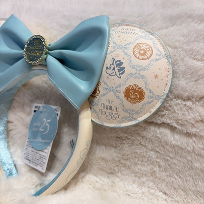 Japan Tokyo Disney Resort Mickey Minnie Headband & Ears Holder Keychain Sea 25th