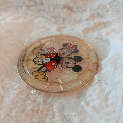 Japan Tokyo Disney Resort Stained Glass Coaster Glass Mickey & Minnie