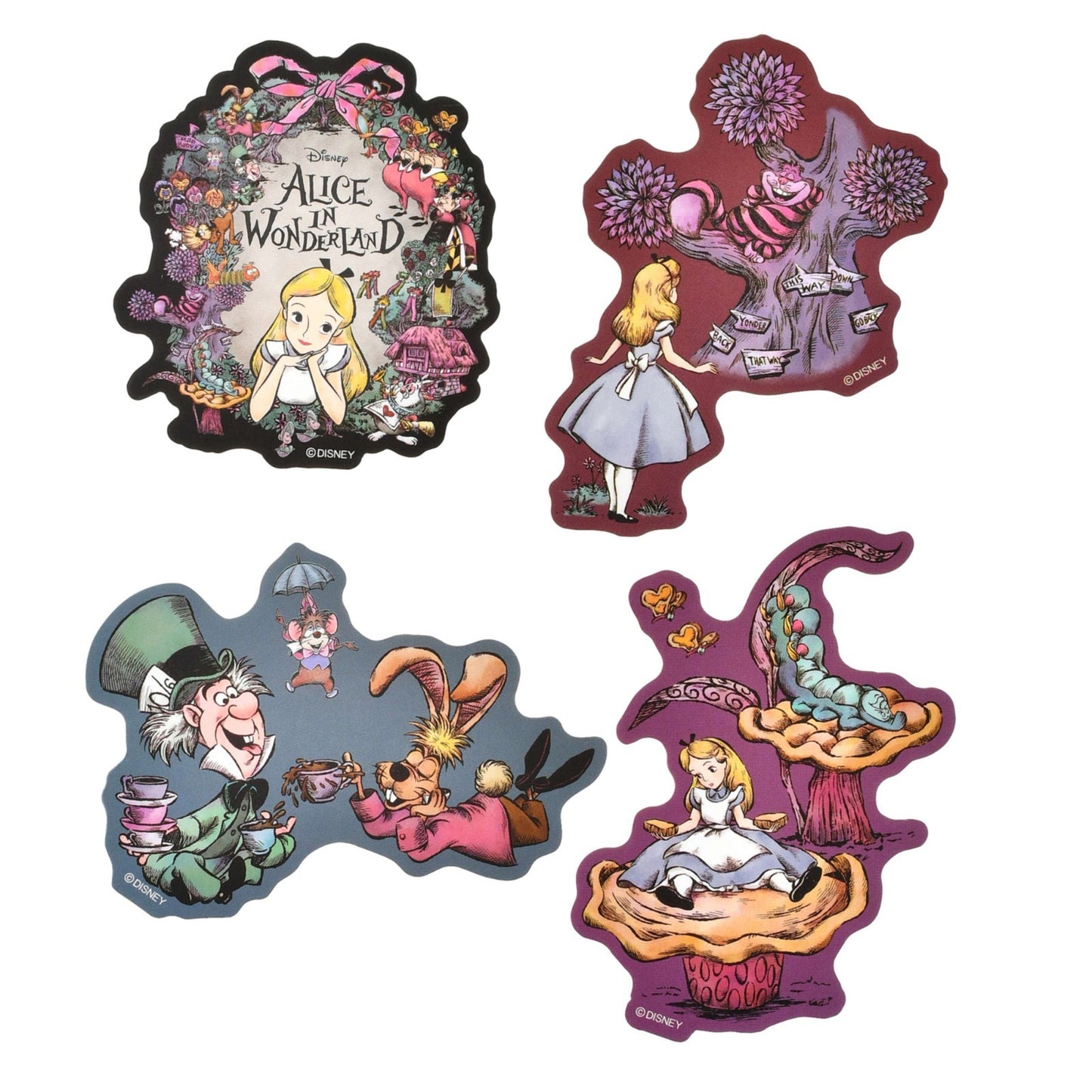 Japan Tokyo Disney Store Alice Stickers & Decals Die-cut Sticker Collection 75TH