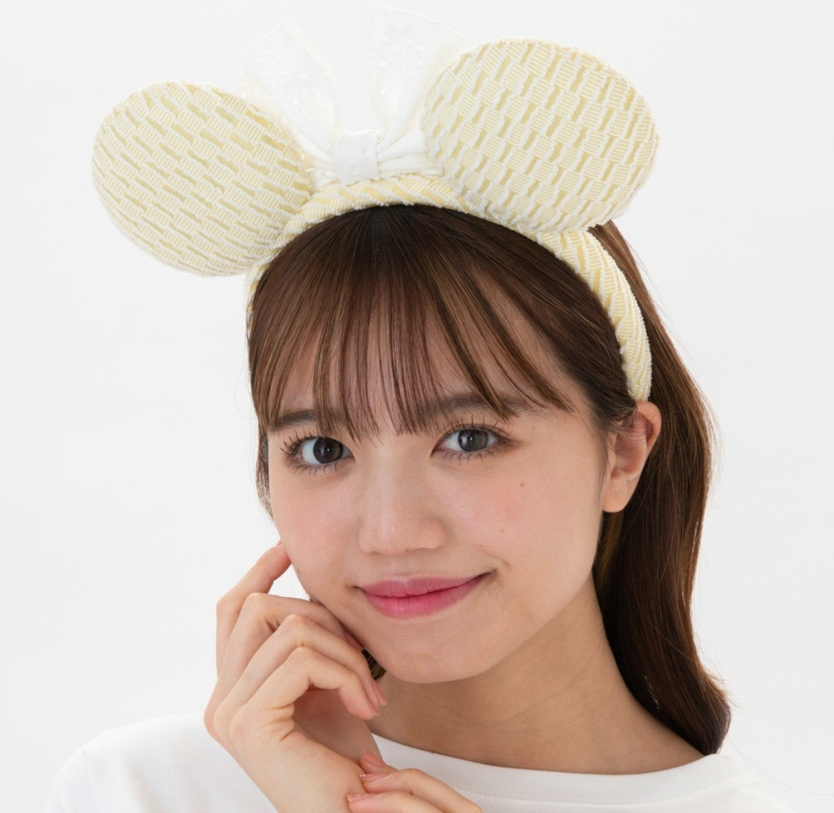 PJapan Tokyo Disney Resort Ears HeadBand Hat  Minnie Mouse White lace