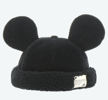 Japan Tokyo Disney Resort Ears Mickey limited Fluffy Winter Cap Hat Black 2025