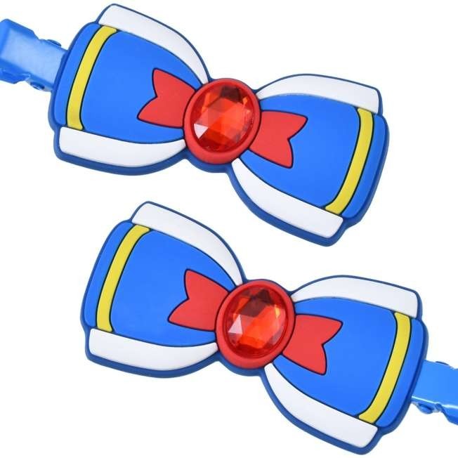 Japan Tokyo Disney Store Donald Hair Clip Set Stones Ribbons MAEGAMI Hair Zakka