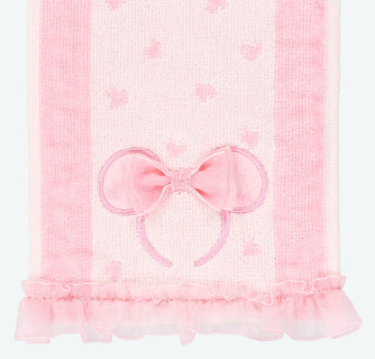 Japan Tokyo Disney Resort 2025 Minnie Ribbon Heart Ears Mini Towel Set of 2