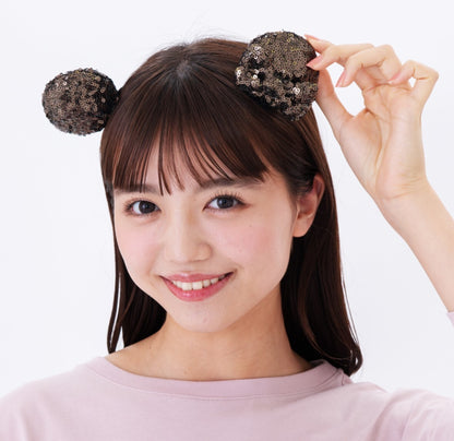 Japan Tokyo Disney Resort Mickey Sequin Ears Headband Hairpin Black