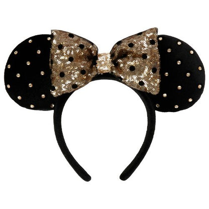 Japan Tokyo Disney Resort Minnie Mouse Headband Ears Velor Dot Gold