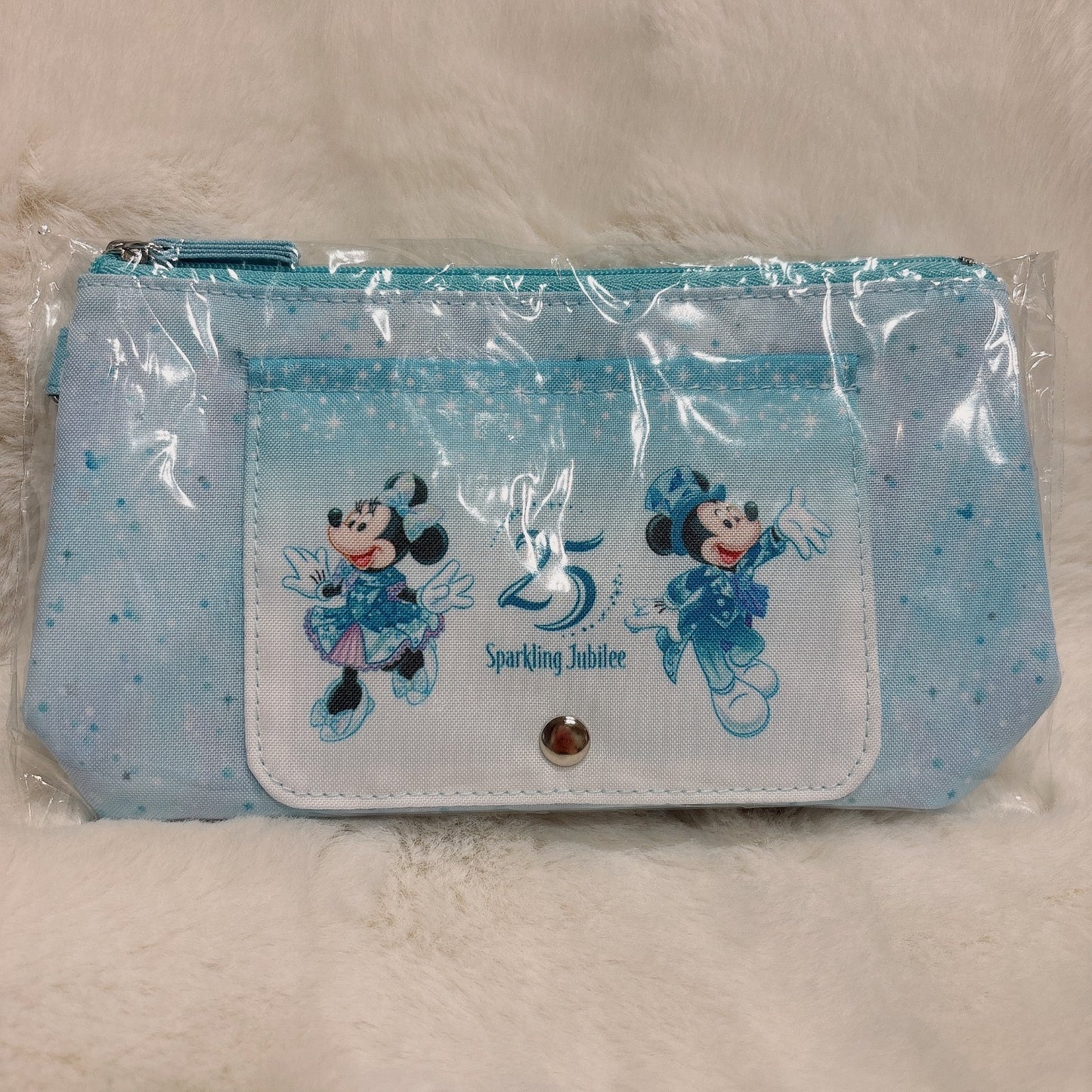 Japan Tokyo Disney Resort Mickey Minnie Souvenir Pouch 25th Keychain