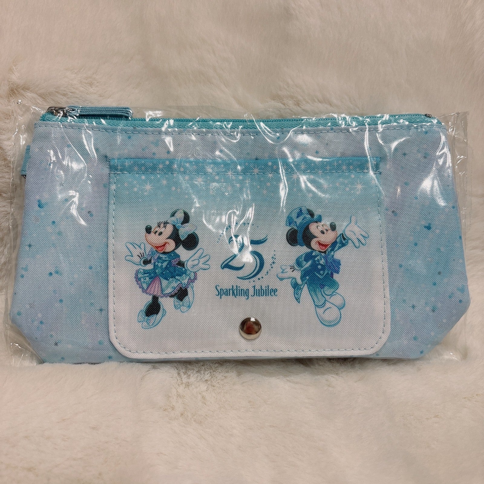 Japan Tokyo Disney Resort Mickey Minnie Souvenir Pouch 25th Keychain