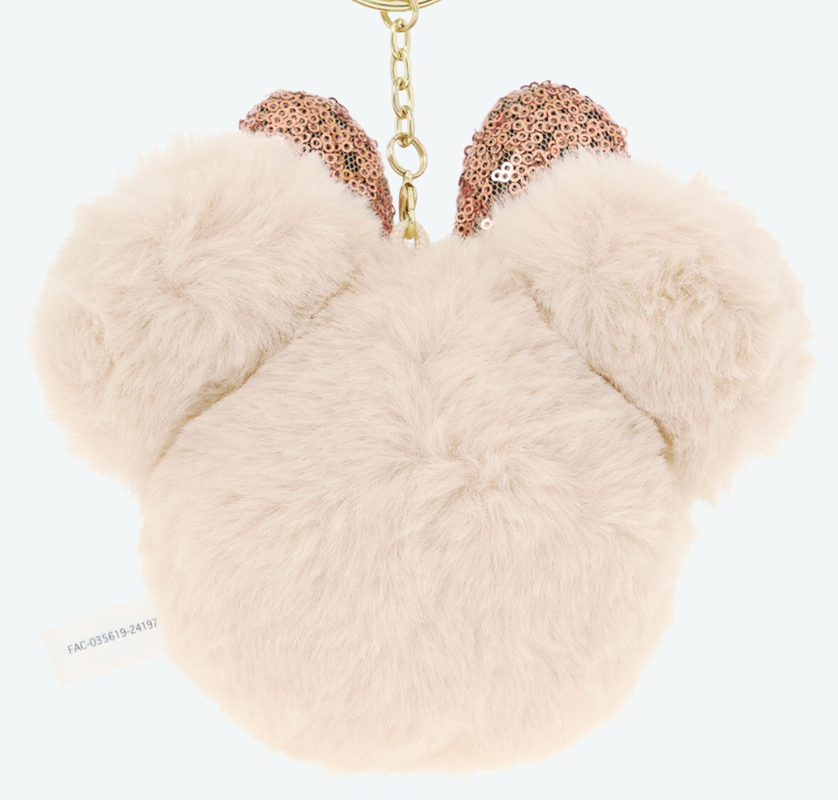 Japan Tokyo Disney Resort Minnie Fluffy Sequin Ears Keychain Brown