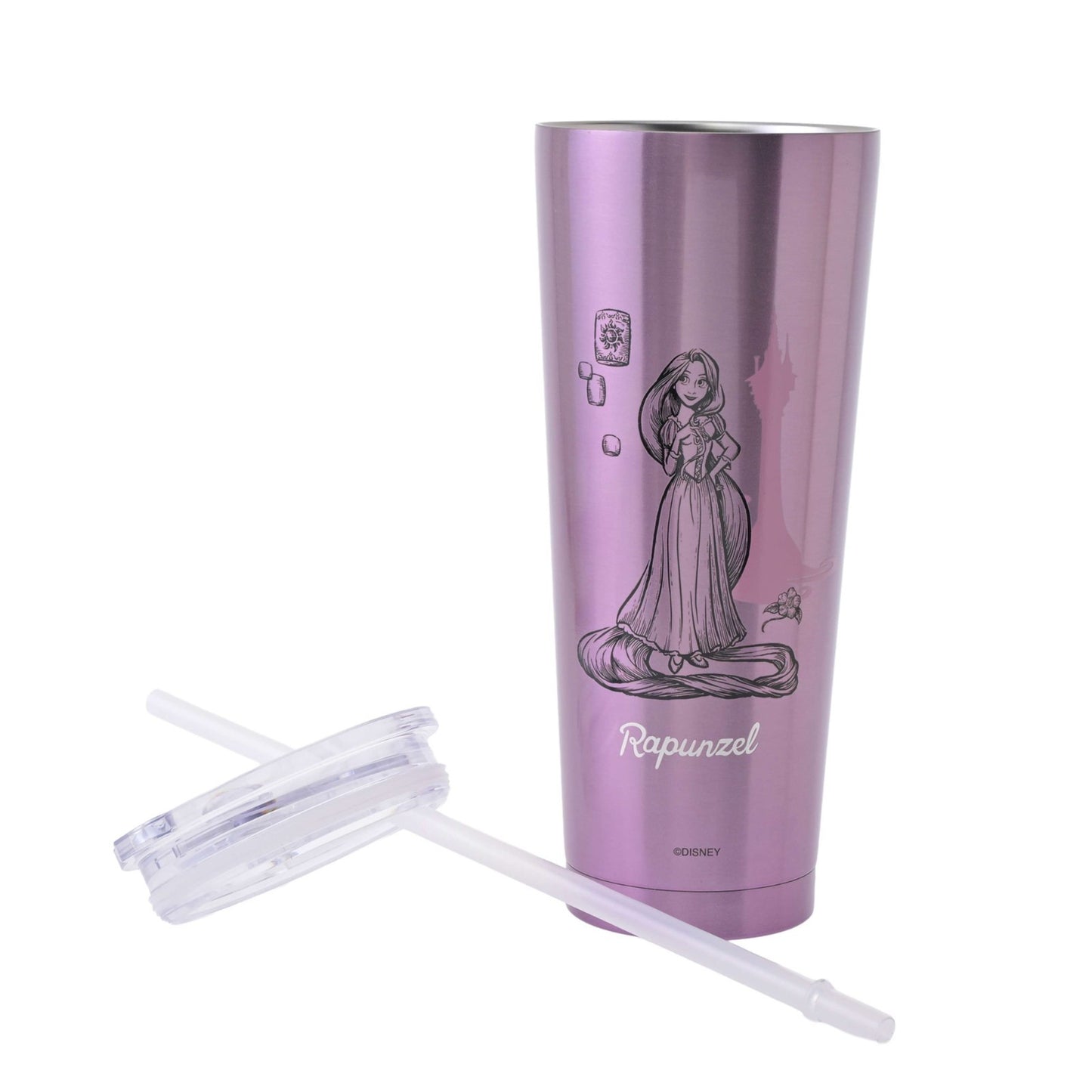 Japan Tokyo Disney Store Rapunzel Tumbler Stainless Steel with Straw Drinkware