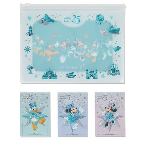 Japan Tokyo Disney Resort Sea 25th Sparkling Jubilee Memo & Slide Zip Case