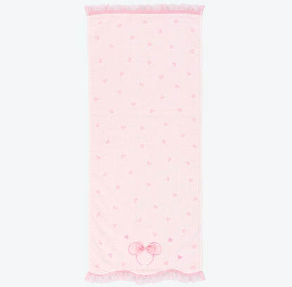 Japan Tokyo Disney Resort 2025 Minnie Ribbon Face towel Heart Ears Pink