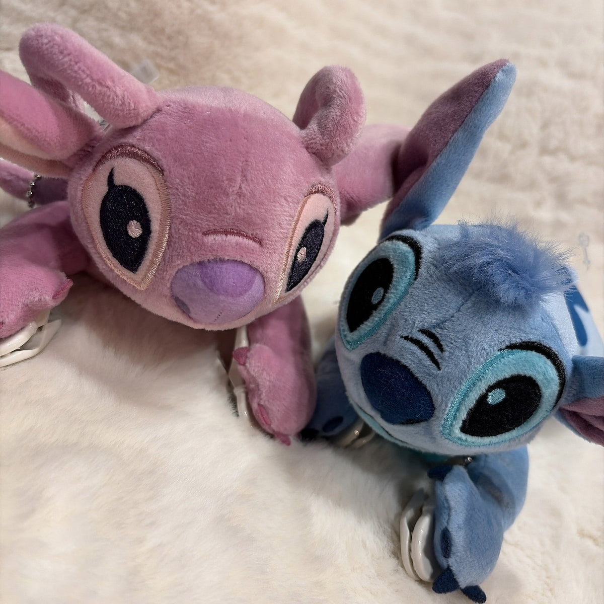 Japan Tokyo Disney Resort Stitch & Angel Plush Toy Keychain Shoulder Clip