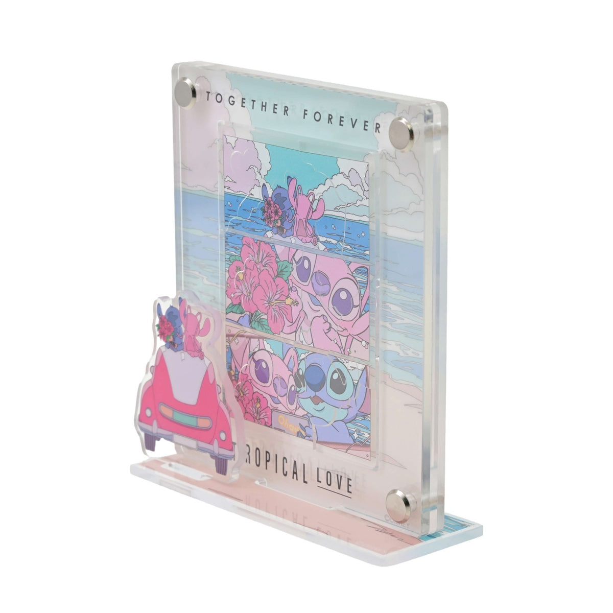 Japan Tokyo Disney Store Stitch & Angel Acrylic Stand Frame-Style Puzzle