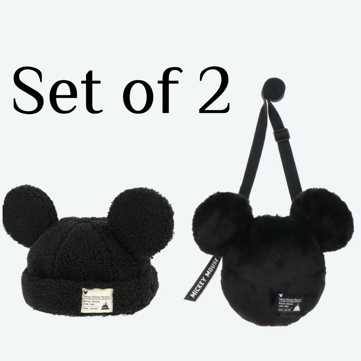 Japan Tokyo Disney Resort Ears & Shoulder Bag Mickey limited Cap Hat Black
