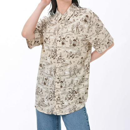 Japan Tokyo Disney Store Toy Story Short-Sleeved Shirt Beige XL Western