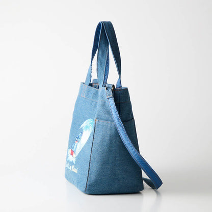 Japan Disney Fantasy Shop Bellemaison Stitch Denim Embroidery 2-way Bag